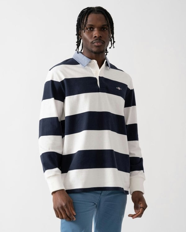 GANT Mens Regular Fit Chambray Stripe Heavy Rugger - 113 Eggshell