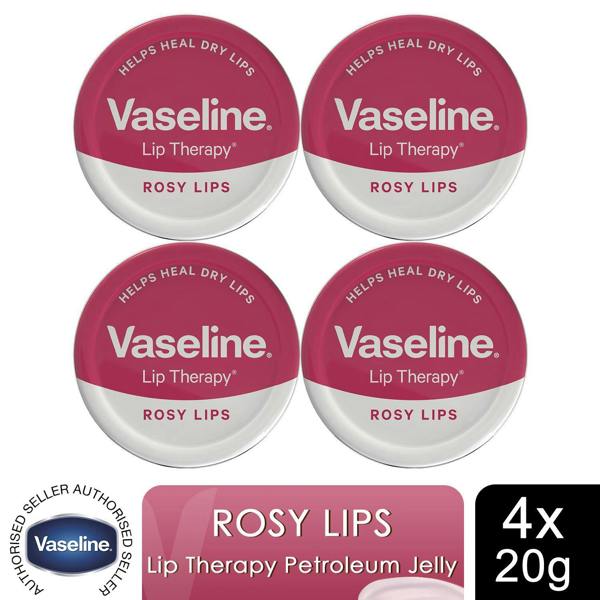 Vaseline Lip Therapy Rosy Lips 20gm Petroleum Jelly Tinted Lip Balm, 4 Pack