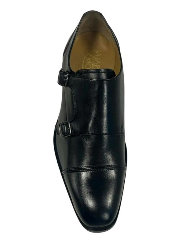 Chapman & Moore Toe Cap Monk Leather Men's Black Shoes