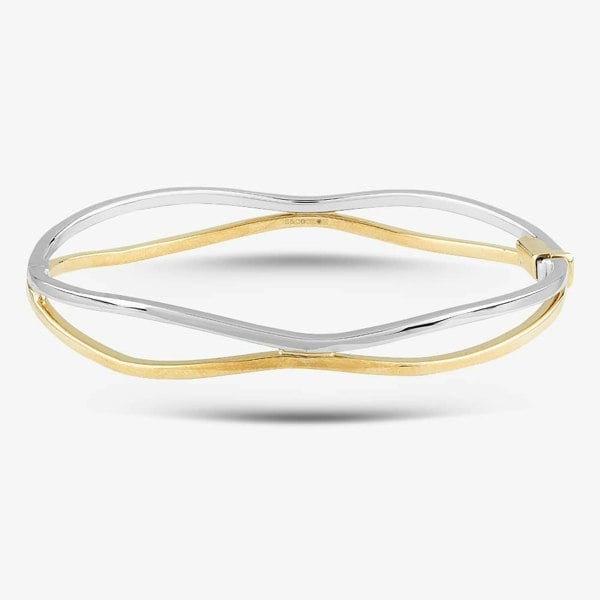 T. H. Baker 9ct Yellow Gold Two Colour Two Row Wave Bangle BN344