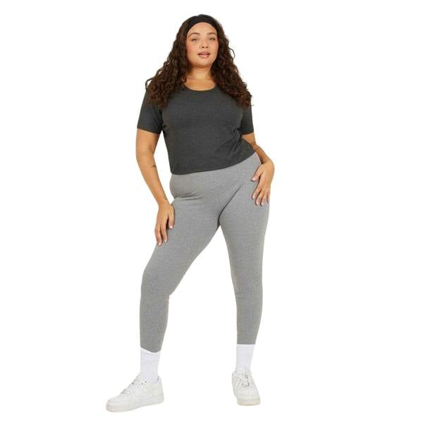 Brave Soul Womens/Ladies Plain Plus Crop T-Shirt - Charcoal - 