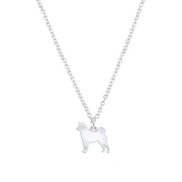 Shiba Inu Silhouette Silver Necklace - Personalised - MYLEE London