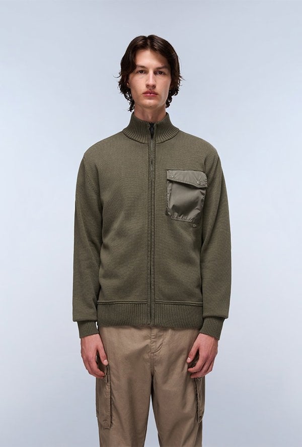 Napapijri Berti Full-Zip Jumper - Green Tea Leaf
