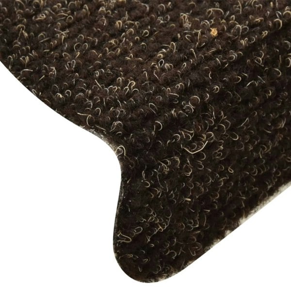 Berkfield Self-adhesive Stair Mats 10pcs Dark Brown 56x17x3cm Needle Punch