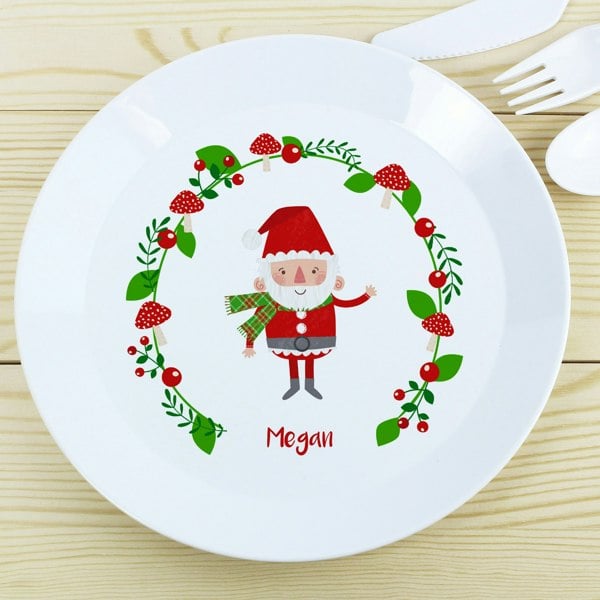 Personalised Memento Company Personalised Christmas Toadstool Santa Plastic Plate