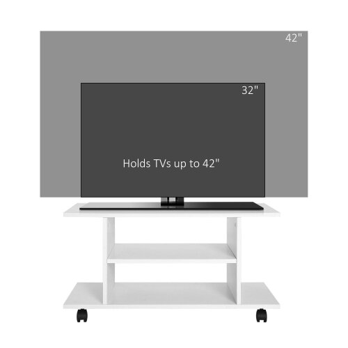 Wyld Haus Vireli Miri 80cm Wooden White Mobile TV Storage Unit With Shelves And Bookcase Layout