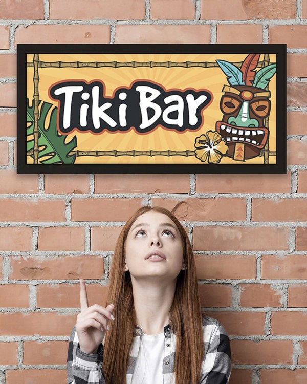 Tiki Bar Wall Art Framed Print. Tropical Vibes for Home Bars