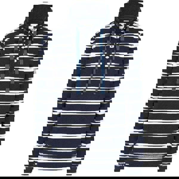 Lazy Jacks Women's Contrast Striped Pique Button Neck Sweatshirt - Twilight