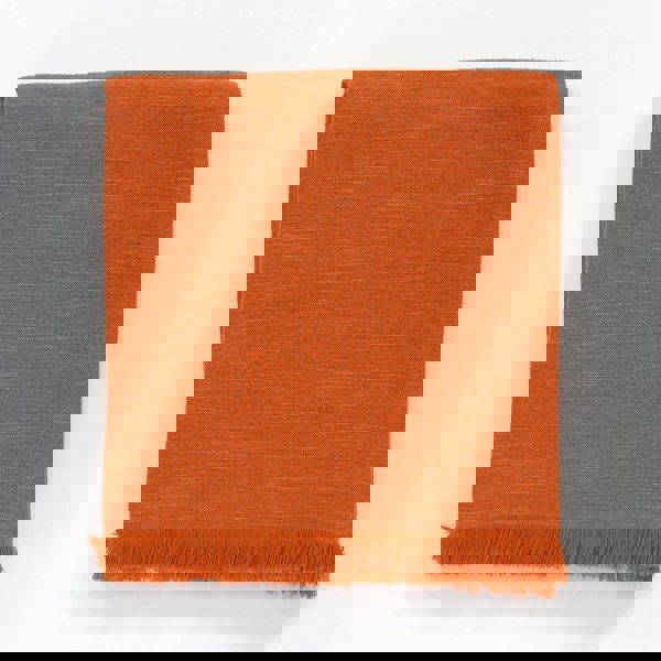 Burnt orange linen cotton throw blanket