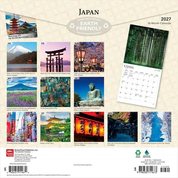 Japan Calendar 2027, Wall Calendars, Month To View, Travel, Gift