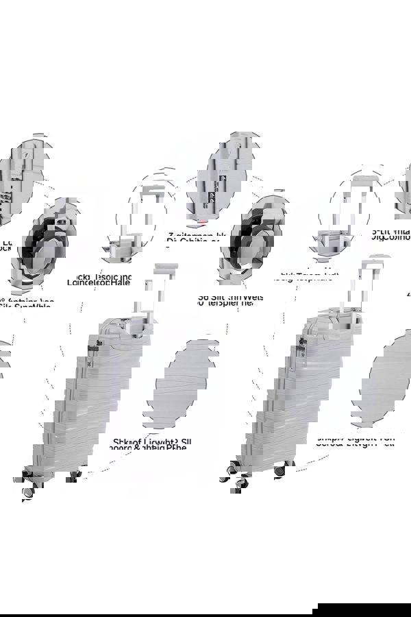 Living and Home 4PCS Grey Lockable Travel Suitcase Set