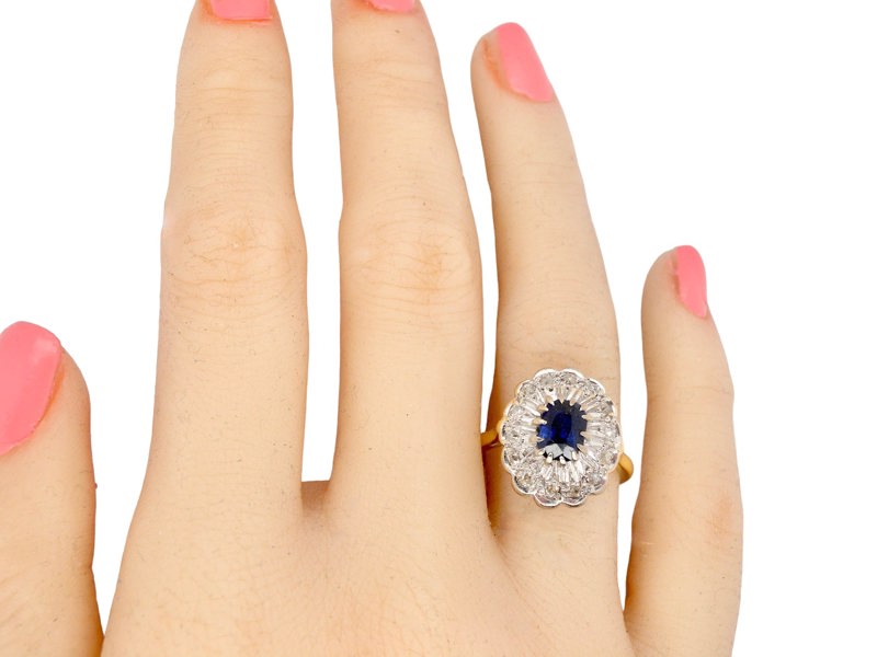 Vintage Tom A sapphire and diamond cluster ring