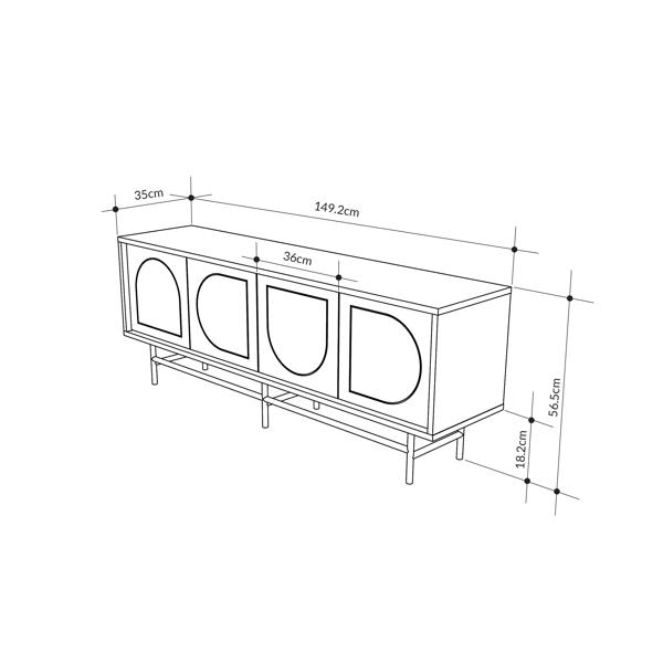Decortie Modern TV Stand & Cabinet with 4 Doors, Laser-Cut Design, Fits up to 58-Inch TVs, Soft-Close Metal Legs, Oak-Moss Green