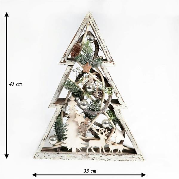 43cm Christmas Tree Wooden LED Frame Centrepiece Decoration with Warm White Lights image 3