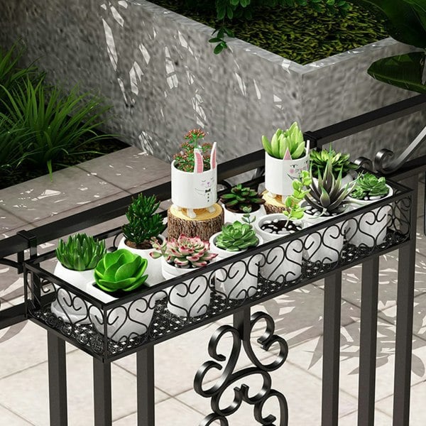 Living and Home 60CM Hanging Railing Planter Flower Pot Holder with 2 Hooks