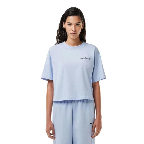 Lacoste Womens/Ladies Logo Crew Neck Crop T-Shirt - Blue - 