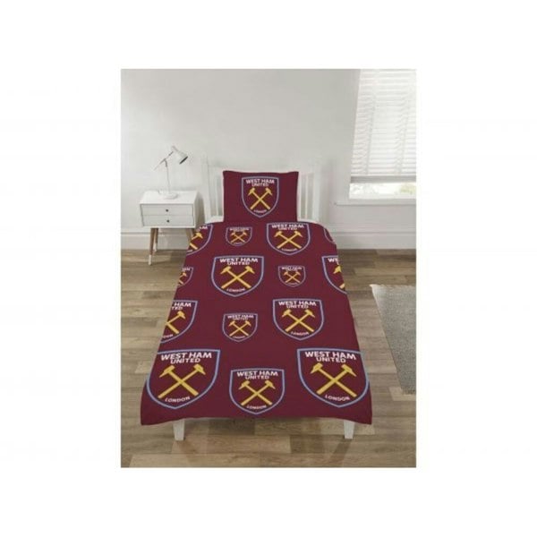 West Ham United FC Reversible Duvet Cover Set - Claret Red/Sky Blue