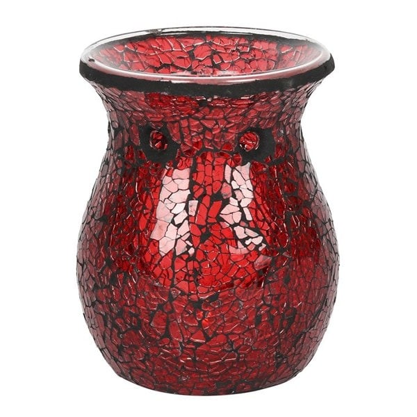 Serano Large Red Crackle Glass Oil Burner and Wax Warmer