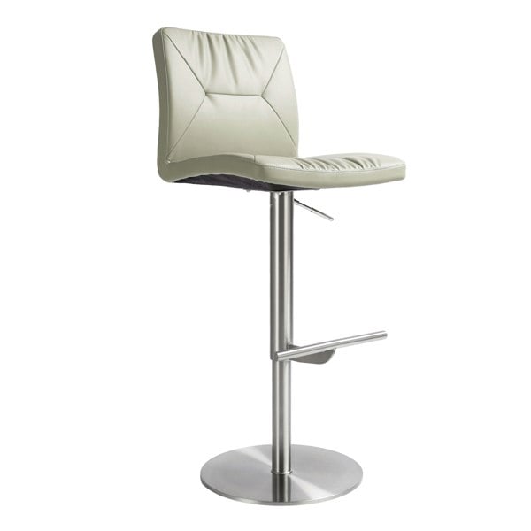 Furniture Edit Paddy Light Grey Vegan Leather on Silver Adjustable Stool