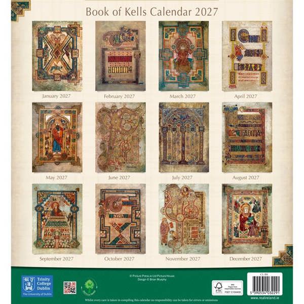 Religion Book Of Kells Calendar 2027, Wall Calendars, Month To View, Lifestyle, Gift