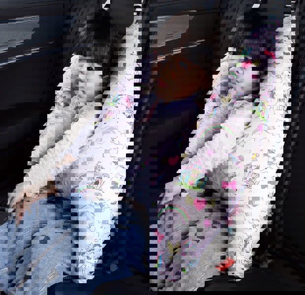 anycoplus Anypillow Car Travel Pillow UShape Unicorn and Rainbow Pattern Children Travel Pillow Cushion for Car Seat, Safety Neck Pillow for Kids