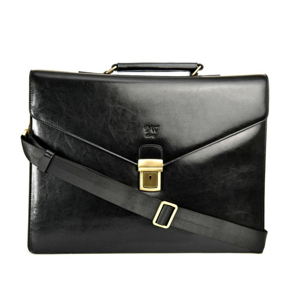 David WeJ Smooth Leather Briefcase - Black