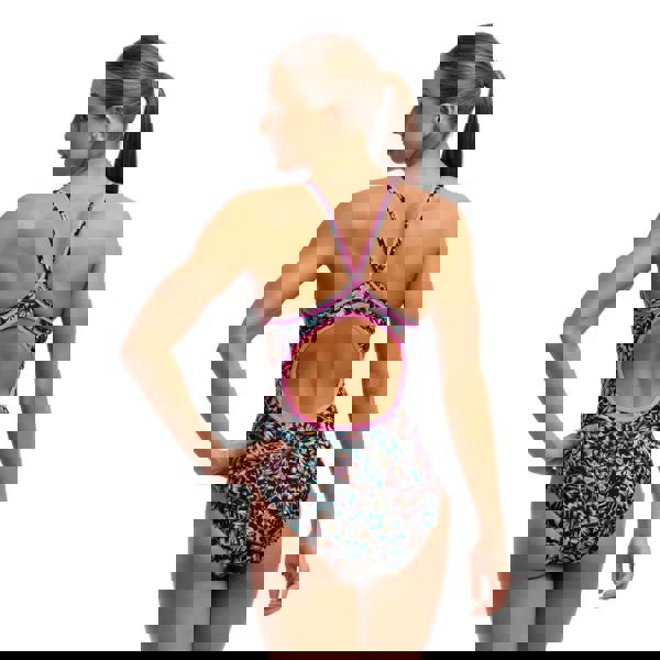 Funkita Copper Cluster Diamond Back black/multi floral one-piece swimsuit