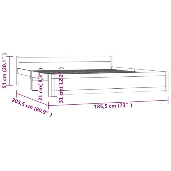 Berkfield Bed Frame Solid Wood 180x200 cm Super King Size