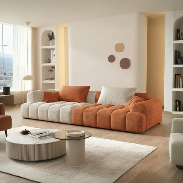 Bianca Module Sofa, Corduroy Fabric, Orange, Clearance-Rit Concept-Rit Concept