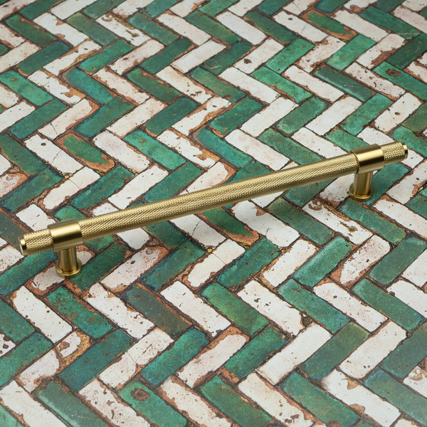 Handle & Home Satin Brass Knurled Handles with Clasp Detailing