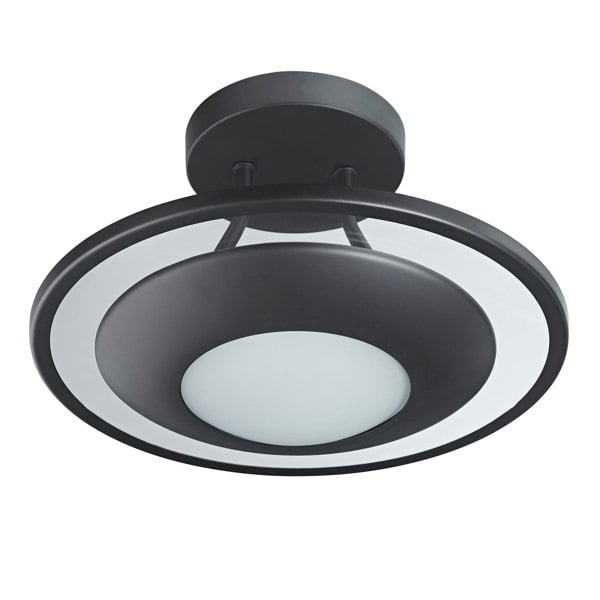 Modern Designer Semi Flush LED Ceiling Light Fitting in Matte Black Image 1