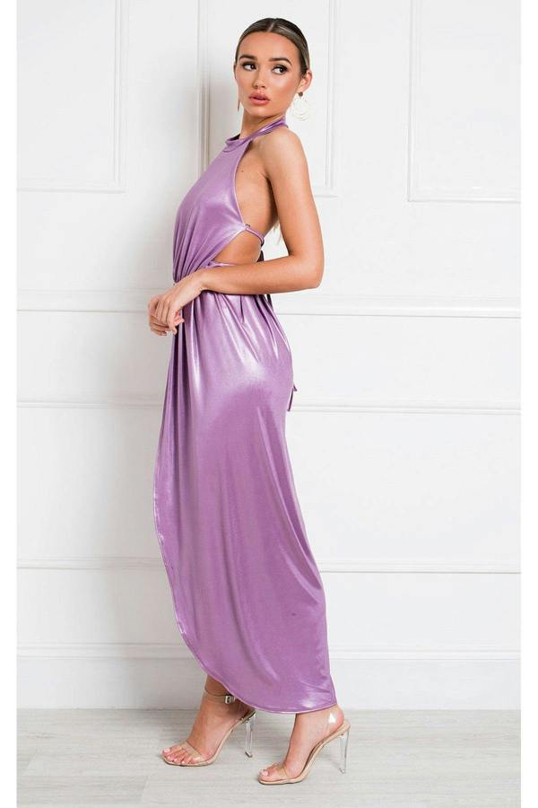 Serena Halterneck Backless Maxi Dress - Lilac