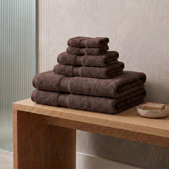 Vision V510 - 6 Piece 100% Cotton Towel Bundle - Chocolate - Towel Bundle - 100% Cotton