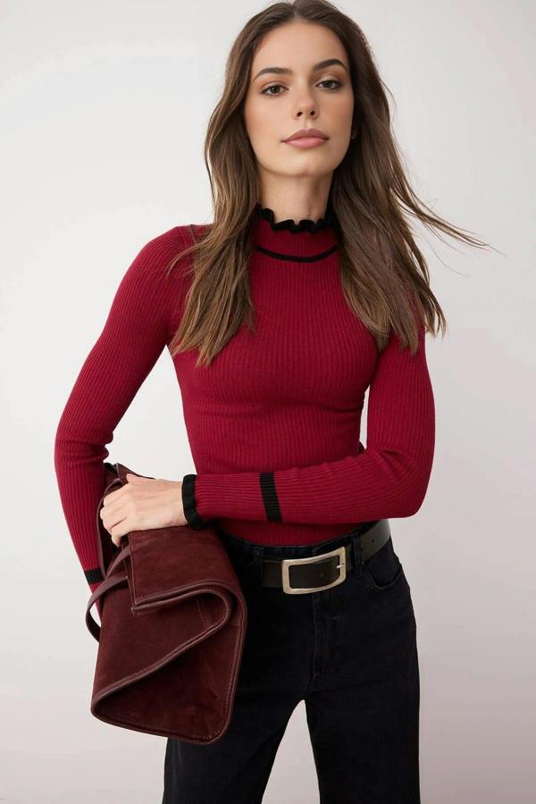 WOVCOR Color Block Knit Sweater