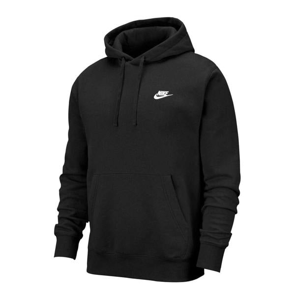 Nike Mens Club Fleece Pullover Hoodie - Black/White - 