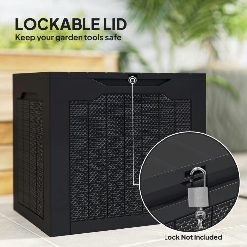 Wyld Haus Vevino Nela Plastic Black Outdoor Garden Storage Box With Handles 93 Litre Capacity