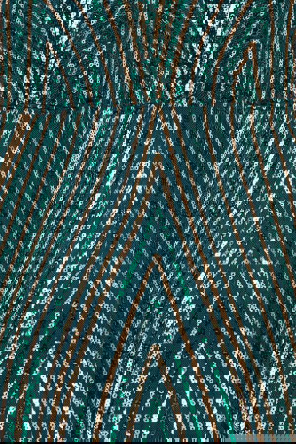 Two Toned V Neck Sequin Maxi - Emerald Green DR3494