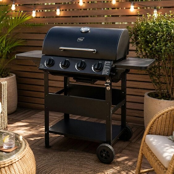 Neo Black Steel 4 Burner Gas Outdoor BBQ Grill