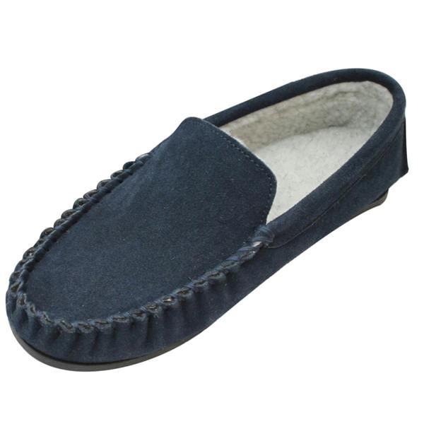 Eastern Counties Leather Mens Berber Fleece Lined Suede Moccasins - Navy - 