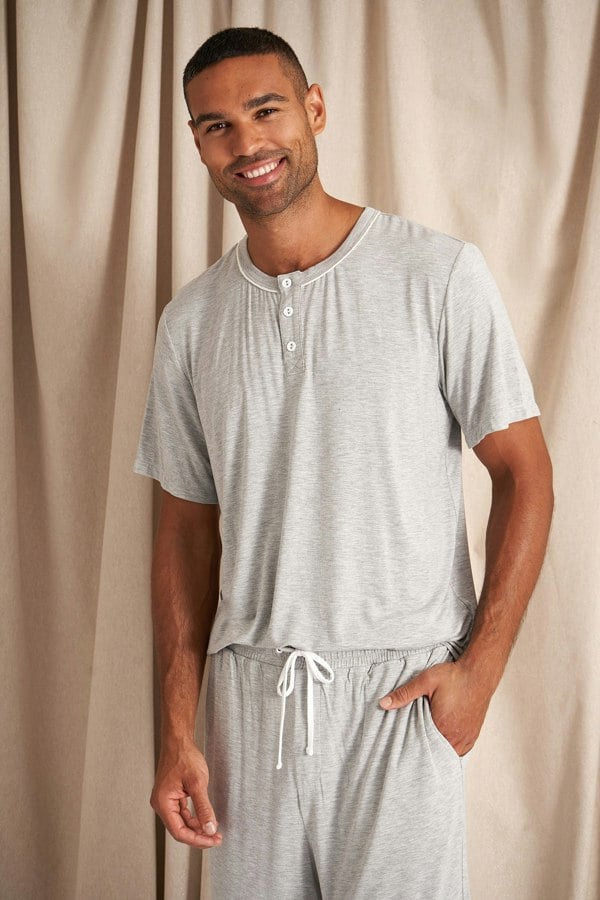 Mister You Bamboo Short Pyjama Set in Grey Marl