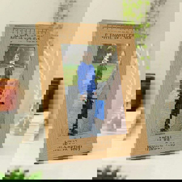 Personalised Memento Company Personalised My First Day at School 5x7 Oak Finish Photo Frame