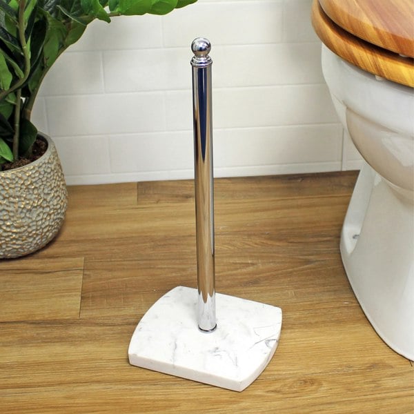 Showerdrape Octavia White Marble & Chrome Spare Toilet Roll Holder