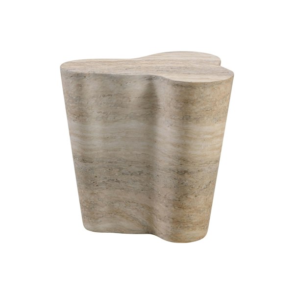 Furniture Edit Slab Faux Travertine Short Side Table