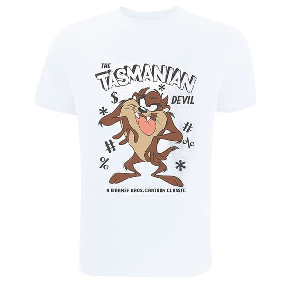 Looney Tunes Mens Tasmanian Devil Vintage Cotton T-Shirt - White