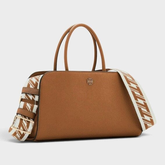 Tory Burch Britten Small Center Zip Satchel Forest Brown