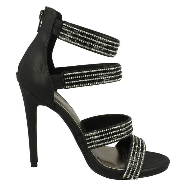Anne Michelle Ladies Anne Michelle Strapy Zip Up Heeled Party Shoes