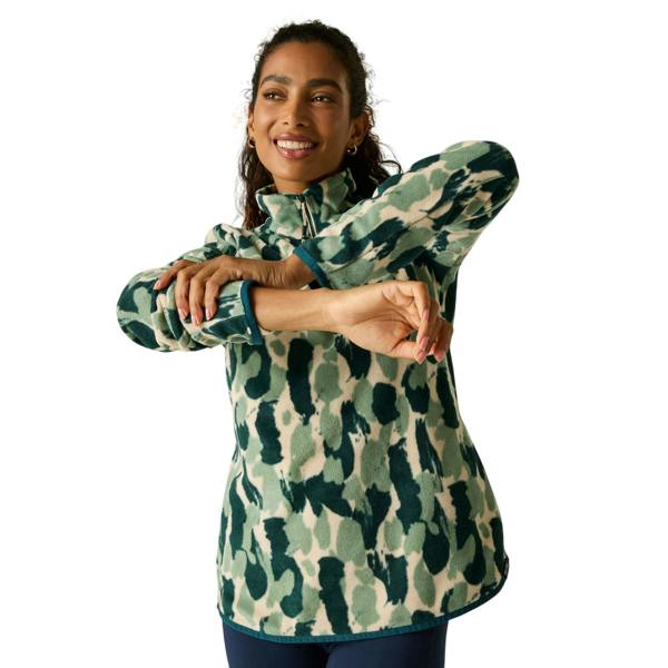 Regatta Womens/Ladies Margot Brush Stroke Quarter Zip Fleece Top - Deep Pine - 