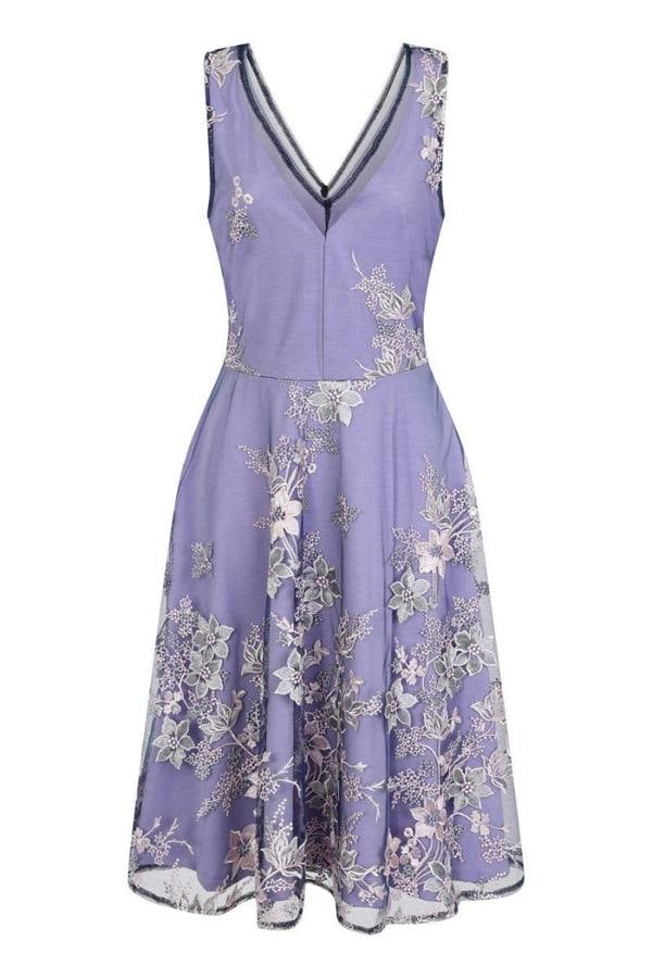 HotSquash Embroidered V Neck Fit n Flare Dress