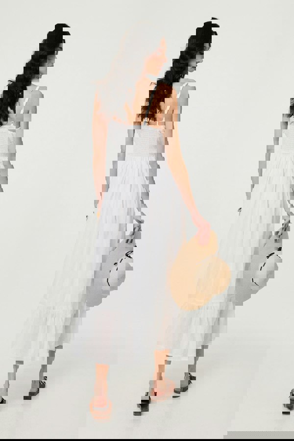 White | Broderie Anglaise Cami Strap Maxi Dress
