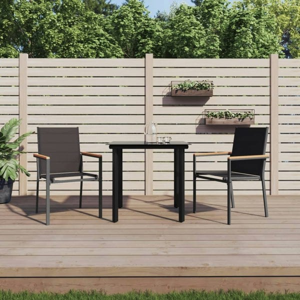 Berkfield 3 Piece Garden Dining Set Black Textilene and Steel